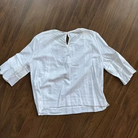 Zara Basics XL white blouse with pintuck and ruffle details on the front and sle - Picture 2 of 3
